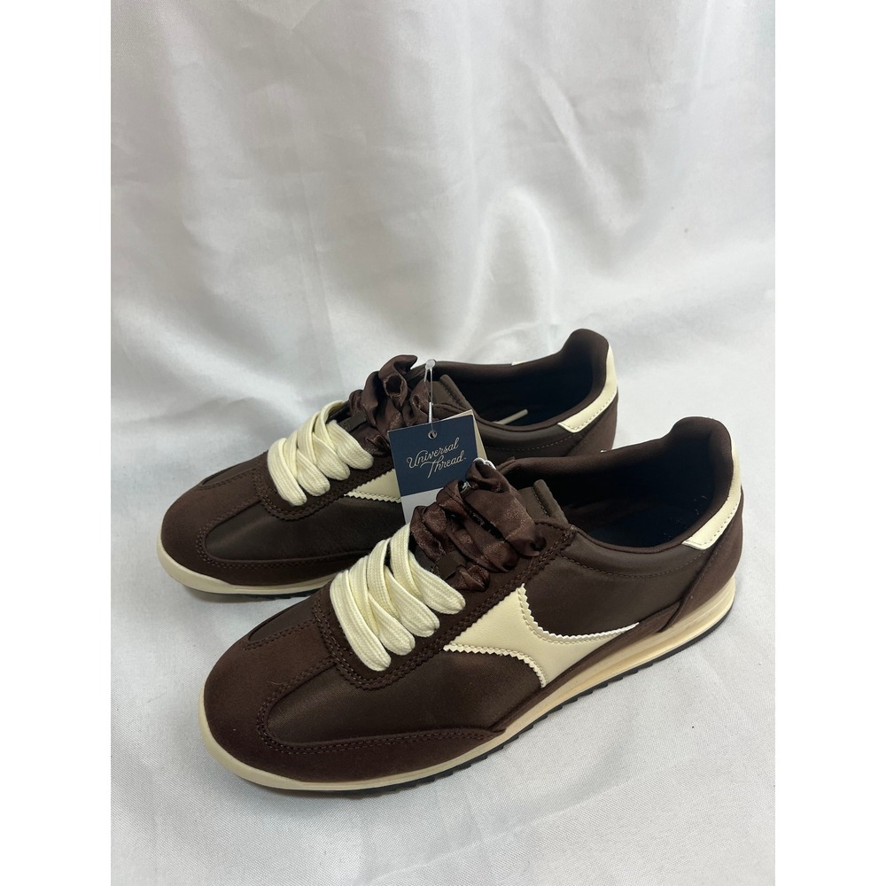 Universal Thread Womens Brown Jogger Sneakers Satin Laces Memory Foam Size 7.5